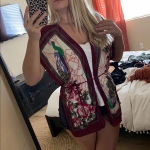 Anthropologie Kimono Fine knitted patterned